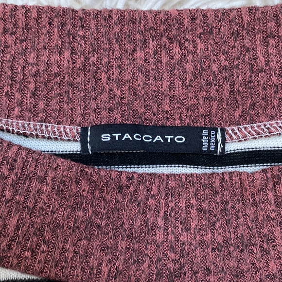 Staccato Hacci Striped Top 💗 White Black & Mauve - Picture 13 of 14